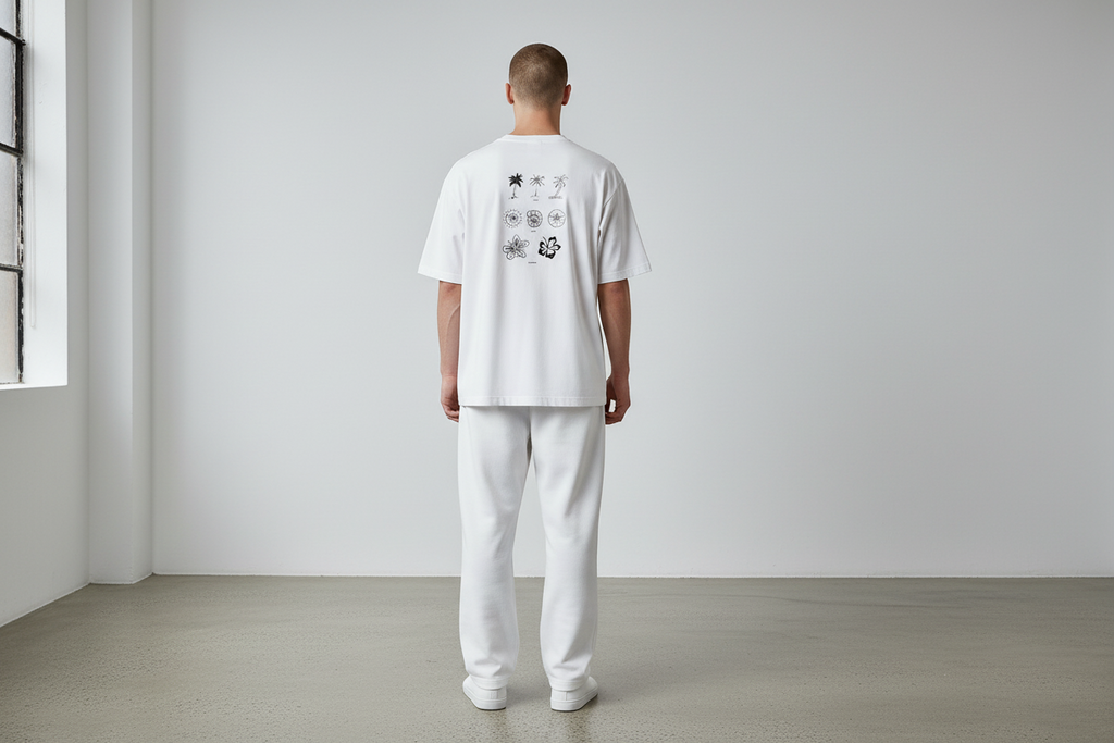 Crew neck tee - White beach