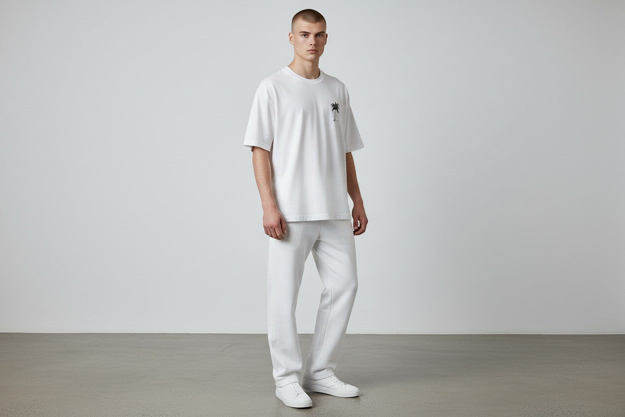 Crew neck tee - White beach