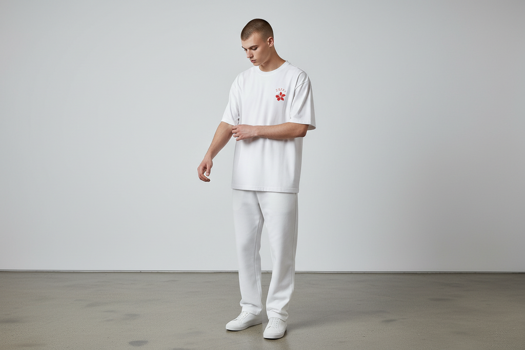 Crew neck tee - Flower Set (off white)
